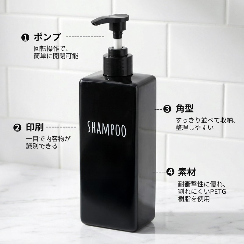 Segbeauty Shampoo Bottle Body Soap Refill Dispenser 3-Piece Set 500ml