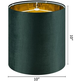 GO&SO 1 Pack Drum Lamp Shade Small for Bedside Lamps, 10*10*10 Inch , Green Lampshades fit with Spider , Modern Farmhouse Lamp Shades for Table Lamps, Wall Lamps Replacement Bedroom，Required Assembly