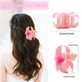 Pack of 6 Flower Hair Clips, Flower Hair Claw Clip, Hawaii Flower Hair Clip, Non-Slip Hair Clip, Flower, Large Claws, Cute Hair Clips for Women, Thick Thin Hair (Plumeria Colour)