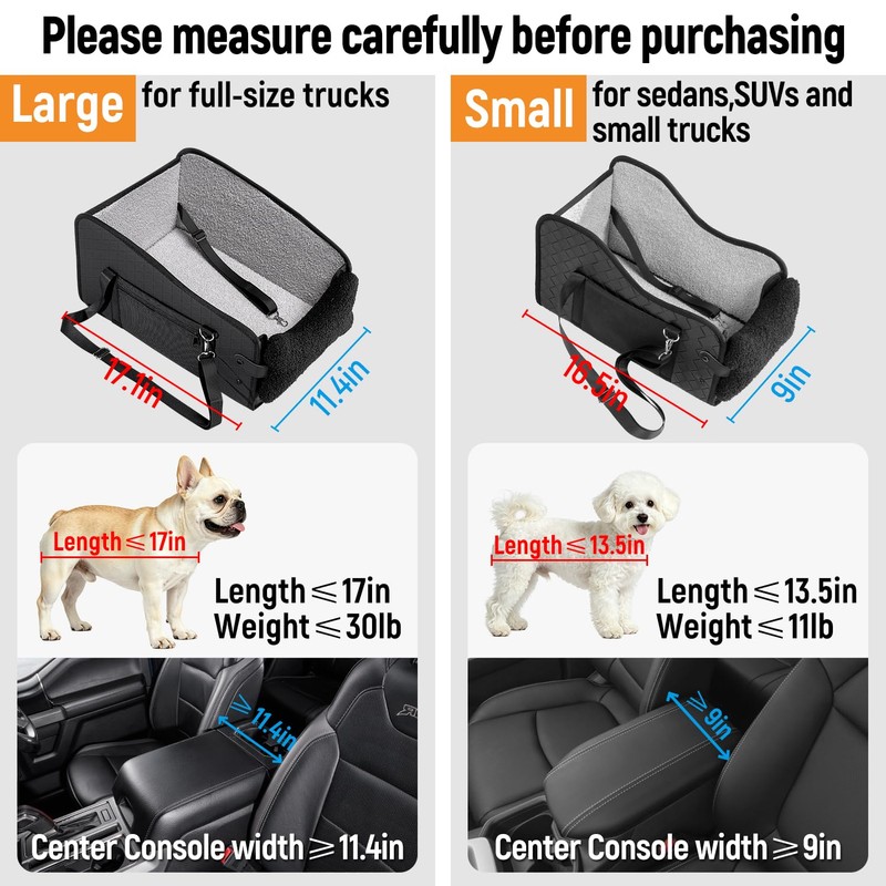 YJGF Center Console Dog Car Seat,Pet Car Seats for Small