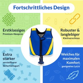 Limmys Premium Children's Swim Vest, Swimming Aid for Children and Toddlers, Modern, Baby, Boys and Girls, with Drawstring Bag