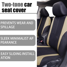 AICEL 9 Piece Car Seat Covers Full Set, Front and Rear Split Bench Auto Seat Protectors, Two-Tone Washable Automotive Seat Covers Universal Fit for Most Cars, Sedan, Truck, SUV