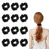 Silk Hair Scrunchies, 12 Pack Black Scrunchie for Women and