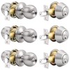 Probrico Brushed Nickel Door Knob and Single Cylinder Deadbolt, Front