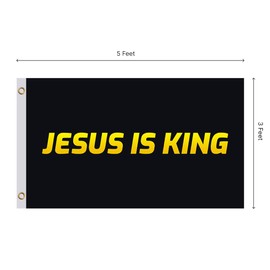 3x5 Ft Jesus is King Polyester Single Sided Flag with 2 Brass Grommets - Jesus Bedrooms Wall Decoration - Religious Cool Flags Banner for Room Guys College Dorm - Christian Flags for Indoor or Outdor