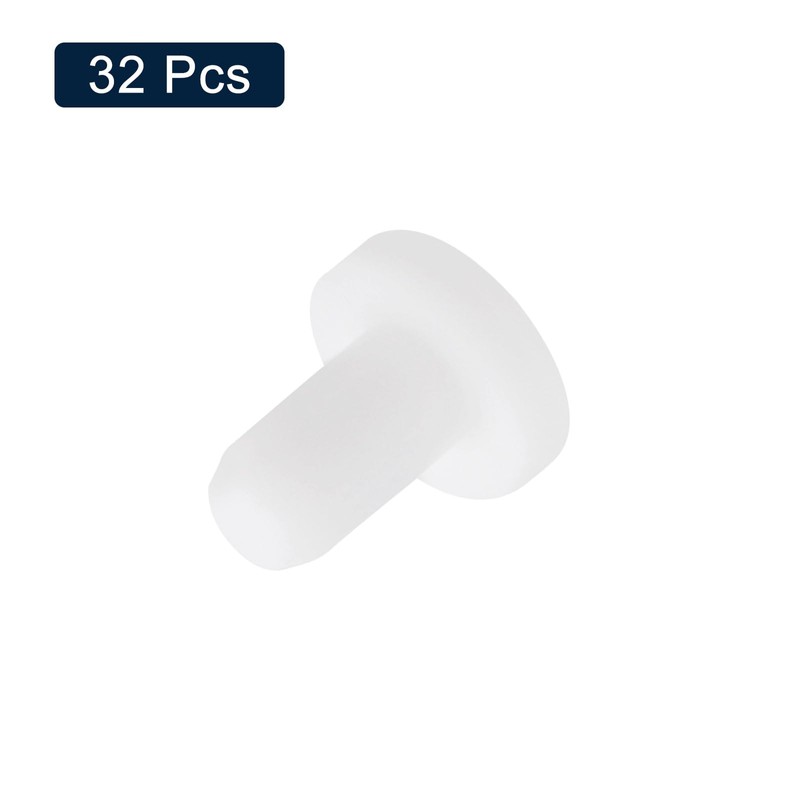 uxcell 32 Pieces White Rubber Stopper, 3.3mm Plug Holes for