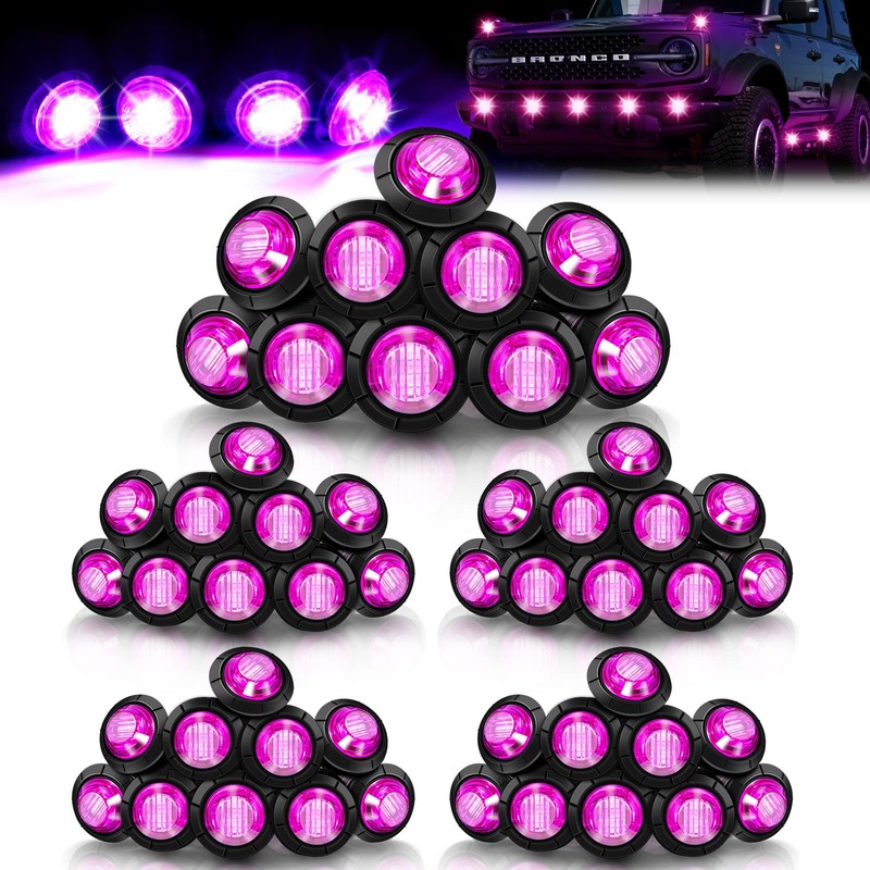 50 Pcs Trailer Side Marker 3/4 Round Led Light 12v