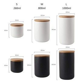 Popowbe Ceramic Coffee Canister Airtight with Sealed Bamboo Lid Kitchen Food Storage Container for Coffee Tea Black 800ml