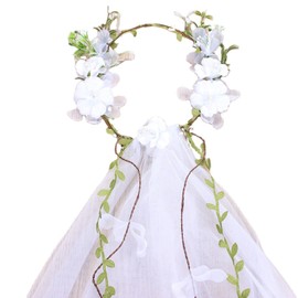 White Garland Veil Green Branch Exquisite Elegance Manual Satin Garland for Wedding