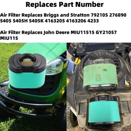 3Pcs 792105 Air Filter Fits for Briggs and Stratton 593435 593240 445877 407777 20 23 24 26 HP Engine Parts, John Deere MIU11515 GY21057 D150 D155 D160 D170 Z425 Z525E Lawn Mower