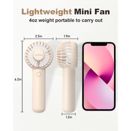 Coohea Handheld Fan Mini Portable Fan Rechargeable Battery Eyelash Fan USB Powered 3 Speeds Powerful Makeup Fan, Small Fan with Base & Lanyard for Office Desk Travel Trip Walking Outdoor, Beige