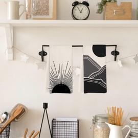 Yorhifa Boho Kitchen Towel, Black Boho Sunshine Decorative Dish Hand Tea Towels for Kitchen Decor, Bohemia Bohemian Black Bathroom Decor, Abstract Boho Sun Kicthen Decor for Bathroom 16x24inch