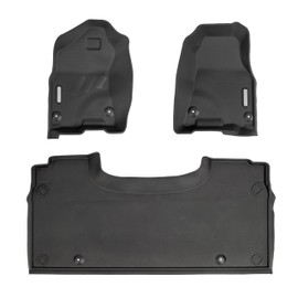 BaseLayer Floor Mats for RAM 1500 Crew Cab with Rear Under Seat Storage (2019-2025) - Made in USA – Not for 2019-2024 RAM 1500 Classic – Premium All-Weather Mats – Front & Rear (Gray Logo)