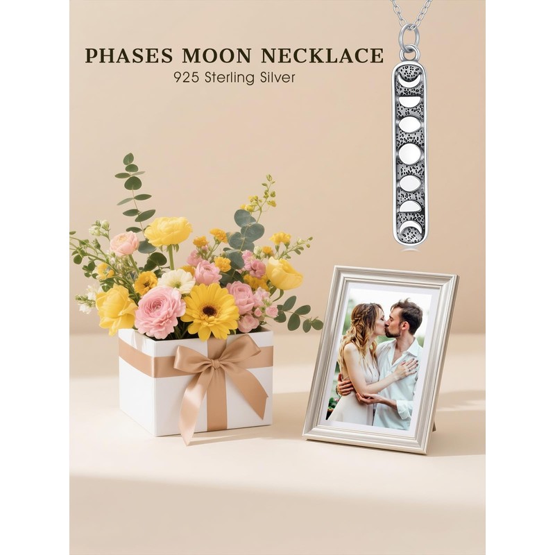 Shusukue Moon Phase Necklace 925 Sterling Silver Moon Phase Pendant