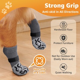 Roilpet Double Sides Non-Slip Dog Socks to Prevent Licking Paws - Strong Traction for Hardwood Floors, Senior Dogs, Paw Protector, Dog Socks with Grippers - Size Small