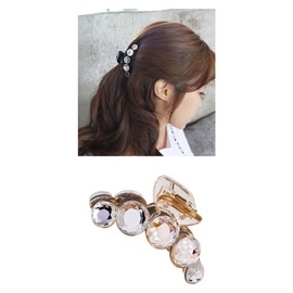 4 Pack Clear Gold Blue Brown Octopus Crystal Gems Glitter Sparkly Plastic Hair Claw Clips Clutcher Crab Jaw Barrettes Grips Clamps Clasps Buns Twist Hair Up Accessories for Women Girl