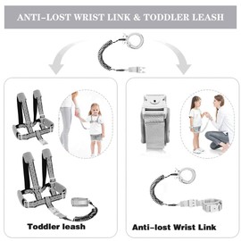Toddler Leash for Walking, Toddler Safety Harnesses Leashes, Safety Harness with Lock for Kids, Anti Lost Wrist Link for Toddlers ，Upgrade with Reflective Tape Liner（6.5ft）for Kids