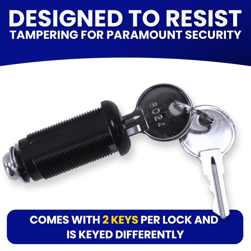 FJM Security 9100A-BLK-KD Disc Tumbler Cam Lock, Lock for Smart