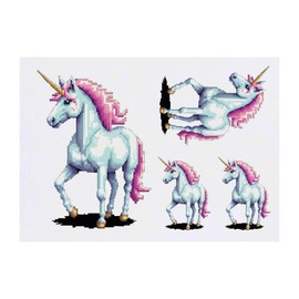 4 x 'Pink Mane Unicorn' Temporary Tattoos - Water Resistant, Skin-Safe, Non-Toxic Transfers, Mixed Sizes (TO00077678)