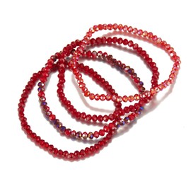 Noessla Beaded Boho Stretch Bracelet Colorful Stackable Crystal Beads Bracelets Trendy Costume Jewelry Mothers Day Gifts for Women (Red)