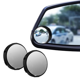 Kutyun 2PCS Blind Spot Mirror, Side View Mirror, 360° Wide Angle Adjustable Car Convex Mirrors, 2.17" HD Glass Rear View Mirror with Reusable Suction Cup Universal for Car SUV Truck (Black)
