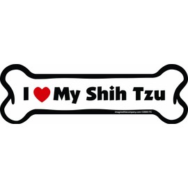 Imagine This Company I Love My Breed Bone Shaped Pet Magnet; Removable Magnets for Cars, Fridges, Lockers & More, Stylish Pet Inspired Car Accessories, 2 x 7 inches, 1 Item, White/Black, Shih Tzu