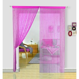 HSYLYM, Beaded Curtain for Doors, Living Room, Room Divider or Decoration, Fabric, Rose, 90 x 245 cm