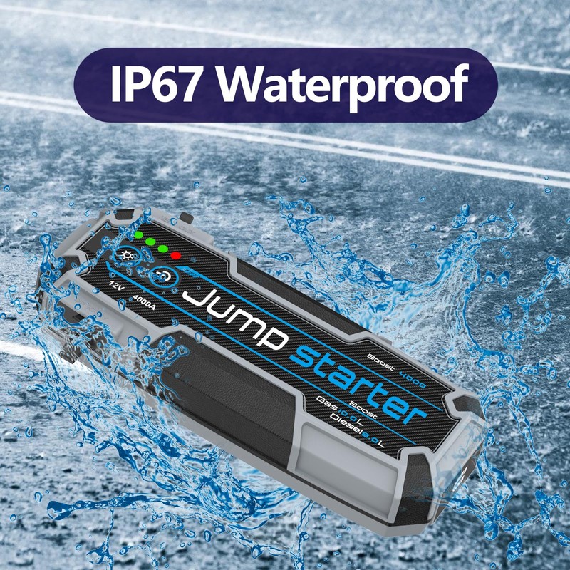 Car Jump Starter, 4000A Peak 24000mAh, 100W PD Fast Charging,