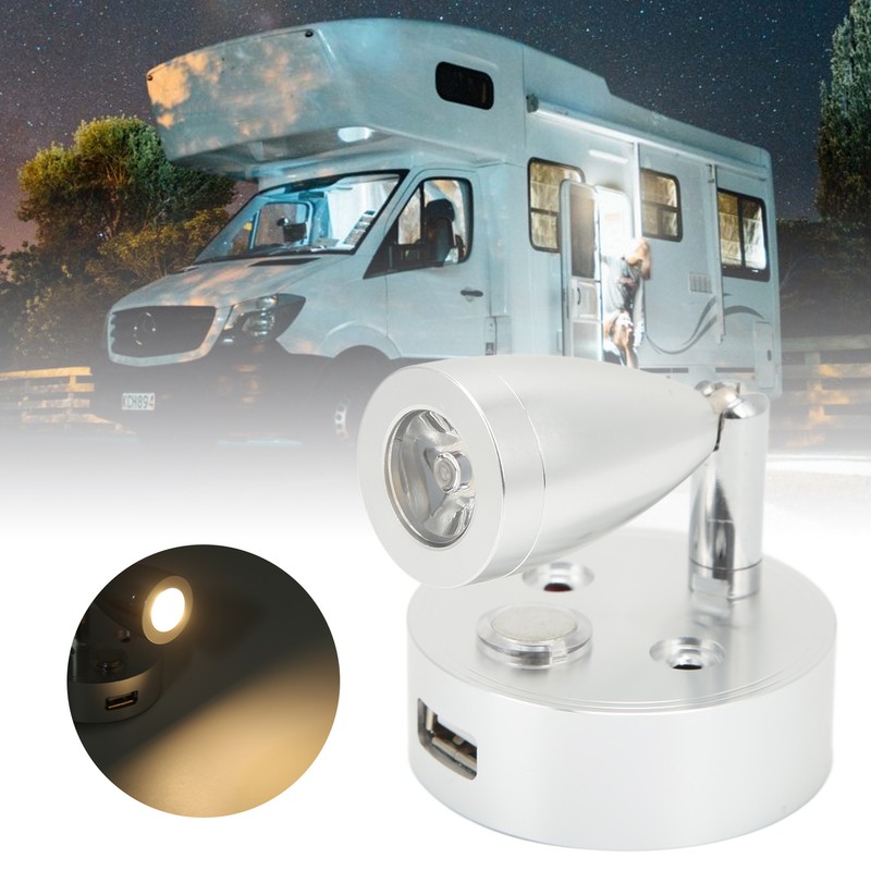 10V‑30V RV Reading Light LED Spotlight Bedside Lamp 3500K Warm