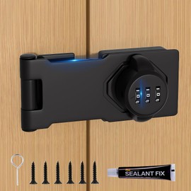 Plowatxi Cabinet Door Lock with Combination 3-Digit Anti-Pry Keyless Cabinet Locks with Combination - 180 Degree Password Hasp Locks Bifold Door Lock Closet Double Door Lock for Closet Barn Garden