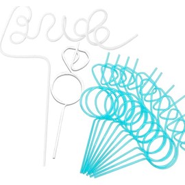 12pcs Bachelorette Party Decorations Straws, White&Pink Bride Straw + Blue Diamond Ring Straws Set 10 Pcs for Bridal Shower Wedding Engagement 12.6‘’ (White Bride Ring)