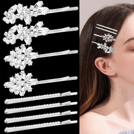 Set of 8 Sparkling Rhinestone Crystal Hair Clips - Perfect for Bride, Wedding and Special Occasions Hair Clips with Crystals to Match Any Outfit for Party and Daily Wear
