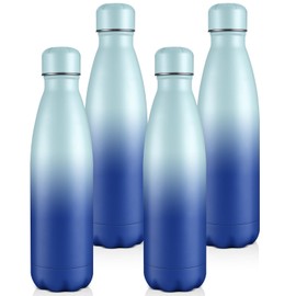 Volhoply 25oz Insulated Water Bottles Bulk 1/2/4 Pack, Metal Sports Water Bottles, Keeps Cold & Hot, BPA Free Leakproof Bottle (Green Blue,4 Pack)