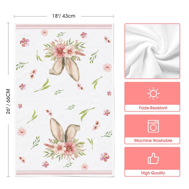 Artoid Mode Pink Bunny Rabbit Ears Floral Leaves Easter Kitchen