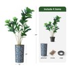 Artificial Tree in Dynamic Blue Vertical Stripe Planter, Fake Ficus