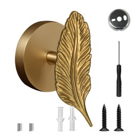 MEAKEO Leaf Wall Hook, Solid Brass Heavy Duty Vintage Plant Hook. Used for Hanging Clothes, Hats, Towels, Bags, Organizing Decorative Wall Hooks