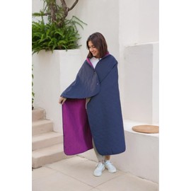 Brisine Wearable Stadium Blanket 57' x 49', Waterproof, Windproof, and Travel-Friendly with Snap Fasteners for Customized Warmth, Soft and Versatitle for Any Occasion, Violet