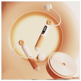 MONOJOY Air Jump Rope, For Training, For Adults, Diet, Jumping Rope, 2-Way Adjustable Length, Indoor Use, Home Use, For Children, (2024 New), Automatic Rotation, 2 Colors (Warm Color - Orange)