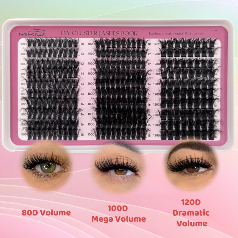 Lash Clusters, 6 Styles 40D/50D/60D/80D/100D120D Cluster Lashes, Mixed Lengths 10-18mm,