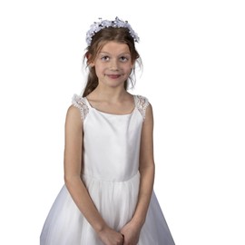 Needzo First Communion Headbands for Girls, Flower, Faux Pearls, and Crystal Details, Religious Ceremony Hair Accessories, One Size