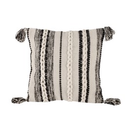 EGLO LIVING Chevery Decorative Couch Cushion Industrial Vintage Decorative Cushion Handmade Made of Cotton, Wool and Polyester in Cream and Black, Cushion Cover with Insert, Sofa Cushion 45 x 45 cm