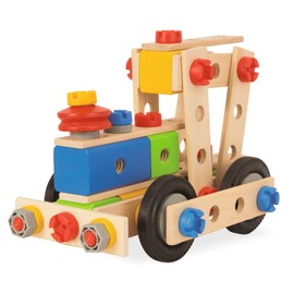 Eichhorn - Constructor locomotive, 8 different model variants, construction toy with 90 pieces, versatile wooden toy, 100% FSC certified beech wood, from 3 years