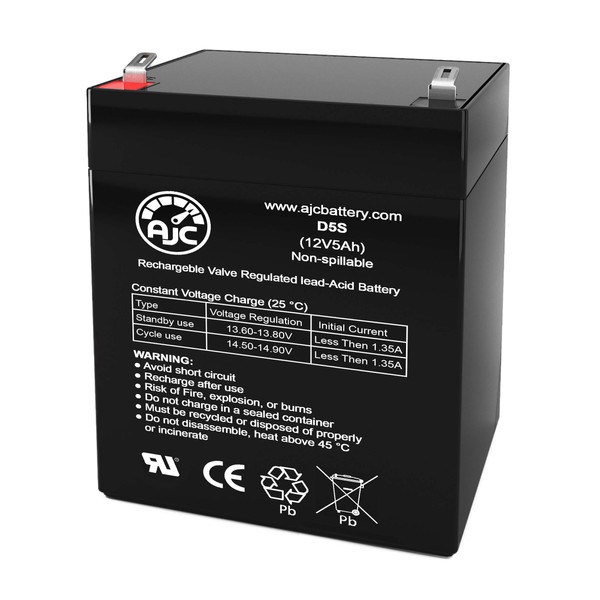 AJC Battery Compatible with Power Kingdom PS5-12Z 12V 5Ah Sealed Lead Acid Battery