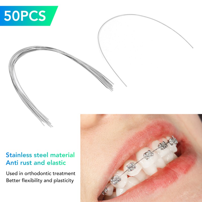 50pcs Stainless Steel Orthodontic Arch Wire Flexible Dental Orthodontic Rectangular