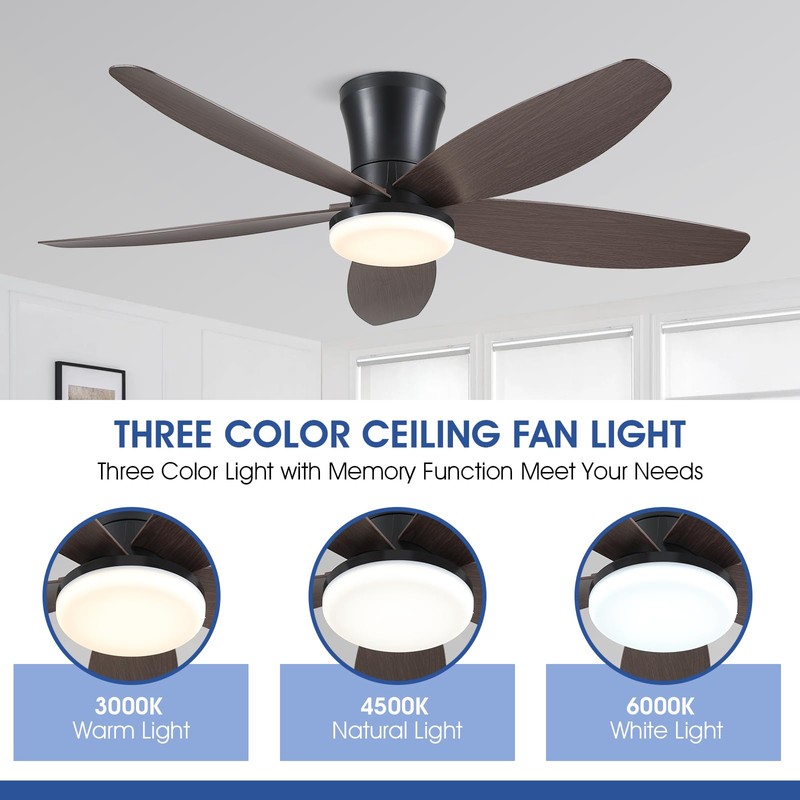 Surtime Ceiling Fans with Lights-42 Low Profile Ceiling Fan with