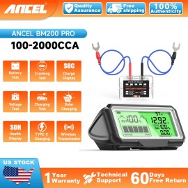 ANCEL LCD 12V Battery Tester Battery Health Analyzer Charging Test Tool BM200 PR