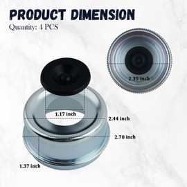 YGDMD 4PCS 2.44" Trailer Hub Grease Cap with 8PCS Rubber Plugs,Trailer Bearing Dust Cap Fits Most 5200-6000 Pound Axles for Dust Protection,Trailers Hub Caps for Trailers,RV