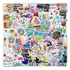 110pcs Biology Science Stickers, Laboratory Science Sticker Pack for School,Teacher,Student,Laptops,Water Bottles, Chemistry Physics Experiment Decor Sticker Decals
