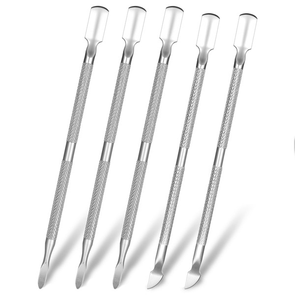 Lnngub 5 Pcs Dual Head Cuticle Pushers,Metal Cuticle Pusher and
