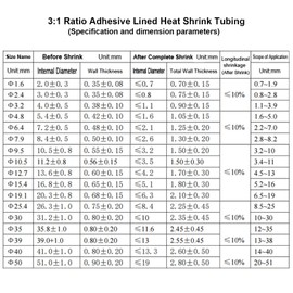 TKDMR 65 Ft 5/16" Heat Shrink Tubing - 3:1 Ratio Marine Grade Heat Shrink,Wire Cable Adhesive Lined Tube Insulation Seal Against Moisture Corrosion and Air Leakage.Black